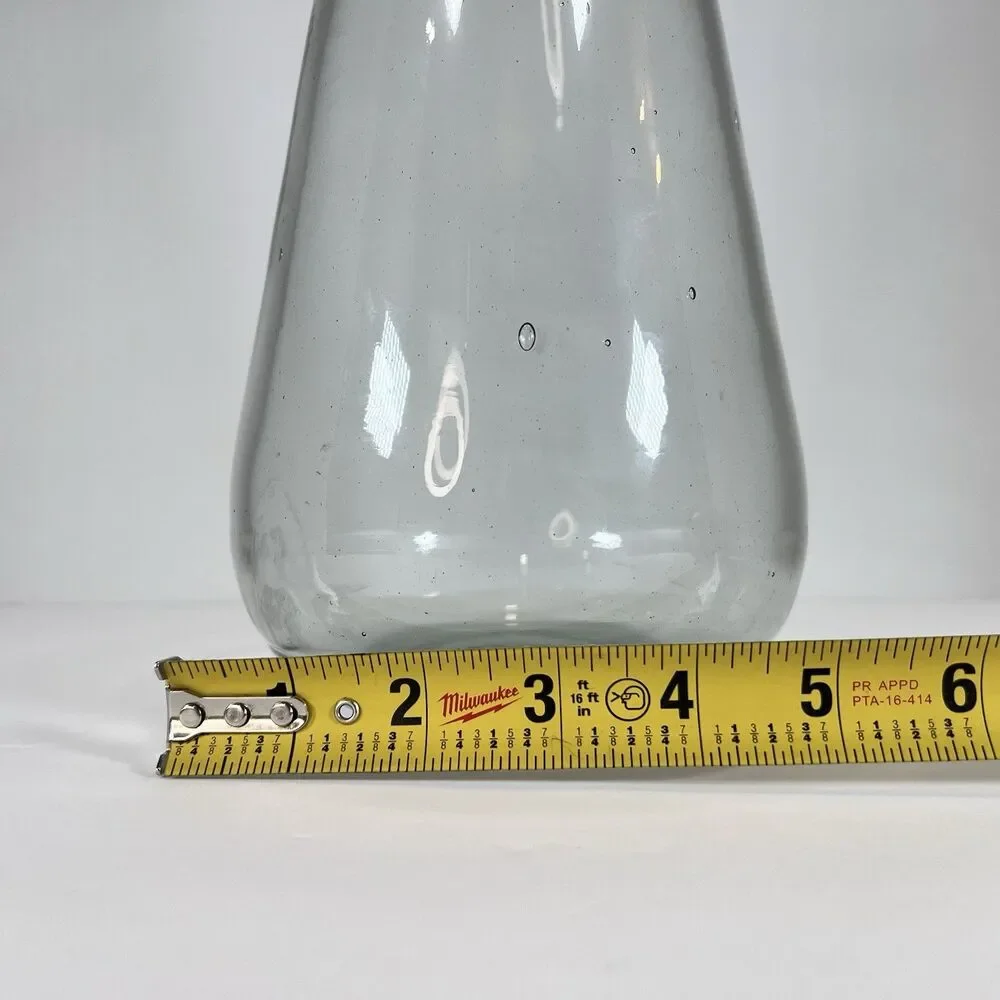 West Elm Modern Clear Smoke Gray Recycled Glass Vase Hand Blown 12‎ 3/4”